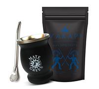 Vakapi Yerba Mate Green Set, Mas Inteligente 500 g, taza térmica de acero inoxidable de 230 ml con bombilla, té mate con ginseng siberiano, taza de té de 700 g