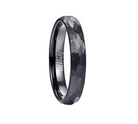 VAKKI Anillos de carburo de tungsteno martillado cepillado negro de 4/6/8 mm para hombres y mujeres, alianzas de compromiso, estilo abovedado, ajuste cómodo, Tungsteno, Sin piedras preciosas