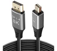 Vakler Cable Mini DisplayPort a DisplayPort 1.4 de 2M, 8K 60Hz 4K144Hz Cable adaptador mini DP a DP Thunderbolt 2 con AMD FreeSync HDR 3D G-SYNC para iMac OS MacBook Surface Pro PC Monitor