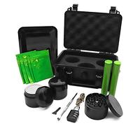 Vakuny Caja de almacenamiento a prueba de olores, contenedor de almacenamiento de plástico ABS con cerradura, caja impermeable portátil, caja de almacenamiento acolchada negra, juego de accesorios de