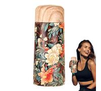 Vakuumisolierte Wasserflasche - Wasserflasche - Isolierte Wasserflasches Mit Holzdekor-Deckel | Tragbarer Trinkbecher, Auslaufsicherer Reisebecher Für Damen, Herren, Jugendliche, Erwachsene Und Den