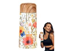Vakuumisolierte Wasserflasche - Wasserflasche - Isolierte Wasserflasches Mit Holzdekor-Deckel | Tragbarer Trinkbecher, Auslaufsicherer Reisebecher Für Damen, Herren, Jugendliche, Erwachsene Und Den