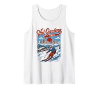 Val Gardena Italia Estación de esquí Retro Montaña Viajes Diseño Camiseta sin Mangas