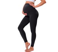 VALANDY Creamlush - Leggings de maternidad sobre el vientre, suaves, con soporte para el vientre, ajustables, cintura alta, pantalones de embarazo, pijama de yoga, 1 paquete, color negro, L