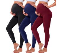 VALANDY Creamlush - Paquete de 2 leggings de maternidad para mujer, sobre el vientre, ropa deportiva para entrenamiento, yoga