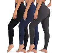 VALANDY Creamlush - Paquete de 3 leggings para mujer, cintura alta, control de abdomen, pantalones de yoga suaves (S-5XL), 3 pares negro/azul marino/gris oscuro, M-L