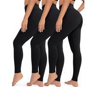 VALANDY Creamlush - Paquete de 3 leggings para mujer, cintura alta, control de abdomen, pantalones de yoga suaves (S-3XL), 3 pares negro/negro/negro, XXL