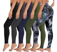 VALANDY Leggings de Cintura Alta para Mujer, elásticos, Control de Abdomen, Entrenamiento, Correr, Yoga, Talla Regular y Grande, Paquete de 5 Unidades, Negro, Gris Oscuro, Azul Marino, Oliva, Negro,