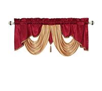 Valarie Fancy Window Valance. 54 x 18 Inches. Taffeta Fabric with Soft Satin Swag. Add Some Royal luxruy Accent to Your Home. (Burgundy)