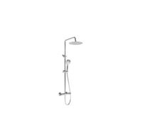 VALAZ Birim Barra de ducha ajustable con válvula termostática y rociador redondo de acabado cromado - 25 cm