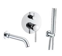 VALAZ Grifo Bañera y Ducha Cromado | Grifo Monomando, Mezclador Agua Fría y Caliente, Ahorro de Agua | Instalación Fácil y Rápida | Grifo Ducha Inoxidable, Cuello Cisne Redondo, Serie Jucar