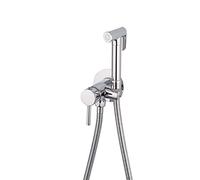VALAZ Grifo Bidet Empotrado Cromado | Grifo Monomando Bidet | Ducheta Higiénica WC, Mezclador Agua Fría y Caliente, Ahorro de Agua | Instalación Facil | Latón, Inoxidable, Redondo, Serie Guadiana