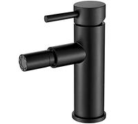 VALAZ Grifo Bidet Negro Mate | Grifo Monomando Lavabo, Mezclador Agua Fría y Caliente, Ahorro de Agua | Instalación Facil y Rápida | Latón, Inoxidable, Elegante, Redondo, Serie Palancia
