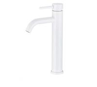 VALAZ Grifo Lavabo Blanco Alto Pica | Grifo Monomando Lavabo, Mezclador Agua Fría y Caliente, Ahorro de Agua | Instalación Facil y Rápida | Latón, Inoxidable, Elegante, Caño Curvo, Serie Jabalon