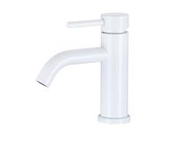 VALAZ Grifo Lavabo Blanco | Grifo Monomando Lavabo, Mezclador Agua Fría y Caliente, Ahorro de Agua | Instalación Facil y Rápida | Latón, Inoxidable, Elegante, Caño Curvo, Serie Jabalon
