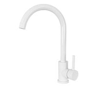 VALAZ Grifos Cocina Fregadero Blanco Protección PVD Alta Presión | Grifo Monomando, Giratorio 360º, Ahorro de Agua | Instalación Fácil y Rápida | Latón, Acero Inoxidable, Serie Misisipi