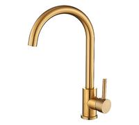 VALAZ Grifos Cocina Fregadero Dorado Cepillado Protección PVD Oro Alta Presión | Grifo Monomando, Giratorio 360º, Ahorro de Agua | Instalación Fácil y Rápida | Latón, Acero Inoxidable, Serie Misisipi