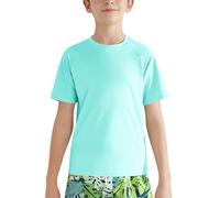 Valcatch Camiseta deportiva de manga corta con protección UPF 50+ para niños y adolescentes, secado rápido, para pesca, surf, playa, correr, entrenamiento, gimnasio, activo, Azul De Neón, 5-6 Years
