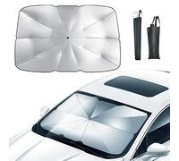 Valcla Paraguas Parasol Coche para Skoda Enyaq IV, Plegable Parasol Coche Protección Rayos UV Parabrisas para Delantero, Portátil Coche Parasol Interno Accesorios,140×79CM