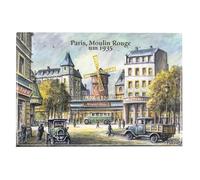 VALDEIG Imán para Nevera París - Moulin Rouge 1935 - Imán para Nevera Recuerdo Francia, Recuerdos de París, Imanes de Foto para Niños, Imanes de Nevera París Decoración de Regalo, M