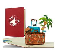 Vale de viaje, tarjeta de cupón con maletín 3D desplegable para vacaciones, Hermosa idea de regalo para un viaje mundial, crucero, hotel I C28