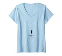 Vale la pena la búsqueda: Dejó el 99 para encontrarme Pastor Camiseta Cuello V, Mujer, Azul Bebé, XL
