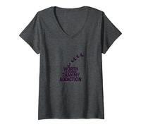 Vale más Que mi inspiración para la recuperación de adicciones Camiseta Cuello V, Mujer, Jaspeado Oscuro, XXL