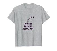 Vale más Que mi inspiración para la recuperación de adicciones Camiseta, Hombre, Gris Jaspeado, S