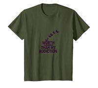 Vale más Que mi inspiración para la recuperación de adicciones Camiseta, Niños, Verde Oliva, 8 años