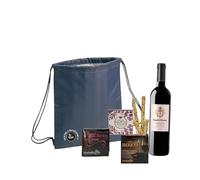 VALELI, Regalo gourmet vino tinto 75cl, selección pates ibérico,palitos pan.San Valentin regalo dia enamorados. Detalle delicatessen.Incluye Mochila