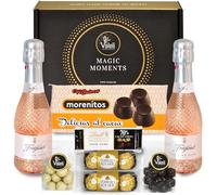 Valeli, Regalo original dia de la madre bombones Ferrero Rocher, chocolat,cava.Regalo original Navidad,San Valentín, Cumpleaños.Cesta delicatessen Estuche gourmet para regalar(ITALIAN ROSÉ)