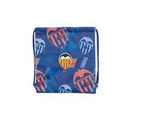Valencia CF Saco Mochila Mochila de Cuerdas Escolar, Bolsa de Tela de Deporte con Forma Cuadrada con Cierre Sencillo de Cuerdas, Tamaño Mediano - Medidas 25 x 28 cm - Color Azul