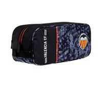 Valencia CF Zapatillero - 1 Bolsillo Cremallera Simple Asa para Transporte - Medidas 34X15X12 cm Color Negro