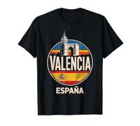Valencia España City Travel España Aventura Camiseta gráfica económica, Hombre, Negro, S