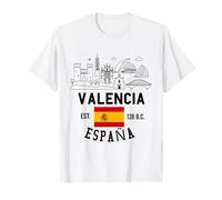 Valencia España Skyline Souvenirs Bandera España Hombres Mujeres Camiseta
