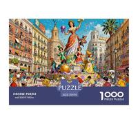 Valencia Insana Las Fallas Puzzle De Madera Impermeable DIY Puzzles De 1000 Piezas para Adultos Desafiante Y Estimulante Rompecabezas para Juegos Desafiantes