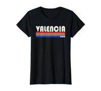 Valencia Spain Retro 70s 80s Style Camiseta gráfica económica, Mujer, Negro, XL