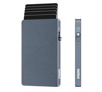 Valenta MagSafe - Protector de tarjetas de aluminio con eyector para iPhone, color gris frío, hasta 7 tarjetas, diseño minimalista, tarjetero superdelgado, bloqueo RFID, imán extrafuerte, aluminio