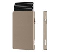 Valenta MagSafe - Protector de tarjetas de aluminio con eyector para iPhone, titanio natural, hasta 7 tarjetas, diseño minimalista, tarjetero superfino, bloqueo RFID, imán extrafuerte, aluminio