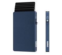 Valenta MagSafe - Tarjetero de aluminio para iPhone, color azul titanio, hasta 7 tarjetas, diseño minimalista, ultrafino, protección RFID, imán extra fuerte, aluminio, Blue Titanium, Minimalista