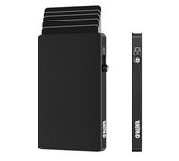 Valenta MagSafe - Tarjetero de aluminio para iPhone, hasta 7 tarjetas, diseño minimalista, soporte para tarjetas ultrafino, protección RFID, imán extrafuerte, aluminio resistente, Negro , 1 x 6.7 x