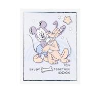 VALENTI & CO. - Disney Mickey Mouse - Cuadro de madera estampado 20 x 25 cm con detalles en plata - Decoración de pared, idea de regalo para recién nacido o regalo bautizo para habitación infantil