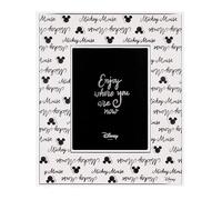 VALENTI & CO. - Disney Mickey y Minnie - Marco de madera 15 x 20 cm - Portafotos de mesa con detalles en plata - Idea regalo recién nacido o regalo bautizo - Marco de fotos para habitación infantil