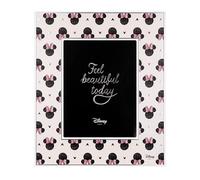 VALENTI & CO. - Disney Mickey y Minnie - Marco de madera 18 x 24 cm - Portafotos de mesa con detalles en plata - Idea regalo recién nacido o regalo bautizo - Marco de fotos para habitación infantil