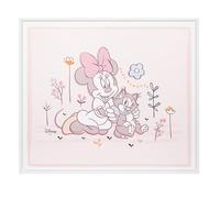 VALENTI & CO. - Disney Minnie - Cuadro de madera estampado 45 x 39 cm con detalles en plata - Decoración de pared, idea regalo recién nacido o regalo bautizo para dormitorio niña