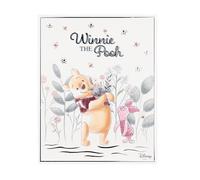 VALENTI & CO. - Disney Winnie The Pooh - Cuadro de madera estampado 20 x 25 cm con detalles en plata - Decoración de pared, idea de regalo para recién nacido o regalo bautizo para habitación infantil