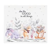 VALENTI & CO. - Disney Winnie The Pooh - Cuadro de madera estampado 38 x 33 cm con detalles en plata - Decoración de pared, idea de regalo para recién nacido o regalo bautizo para habitación infantil