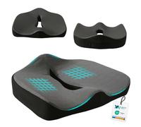 VALENTIA MEDICAL Cojín Coxis Viscoelástico 70-100 kg - Antiescaras Ergonómico para Silla Oficina + Gaming + Coche - Firmeza Alta para Dolor Lumbar y Postura - Funda Lavable + Base Antideslizante