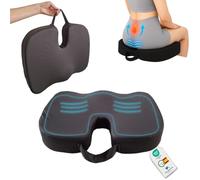 VALENTIA MEDICAL Cojin Viscoelastico Coxis 40-70KG Firmeza Alta Ergonómico Antideslizante para Silla Oficina Coche Gaming Antiescaras Dolor Lumbar Mejora Postura Funda Lavable Negro