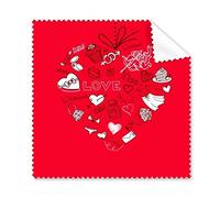 Valentín día rojo blanco negro forma de corazón flecha de ángel cupcakes flor besos chica amor ilustración patrón gafas paño de limpieza teléfono limpiador de pantalla 5 piezas